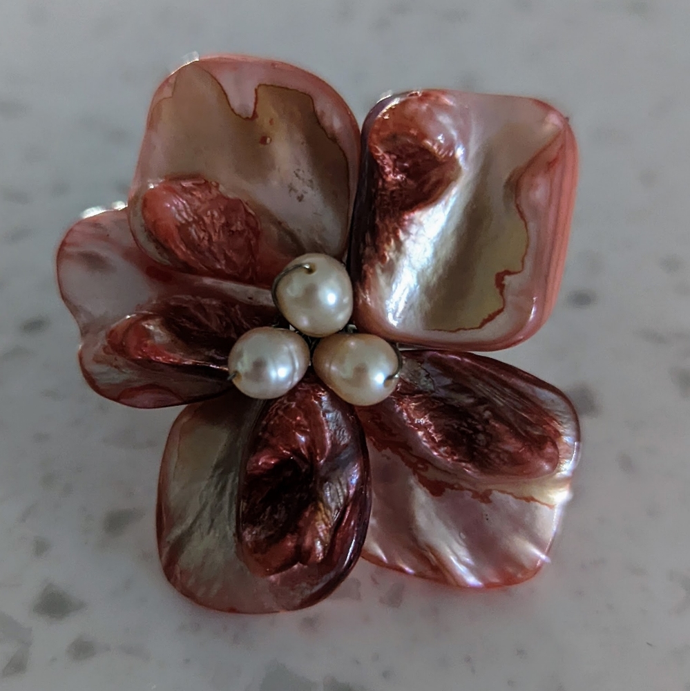 Coral And Freshwater Pink Pearl Ring Floral